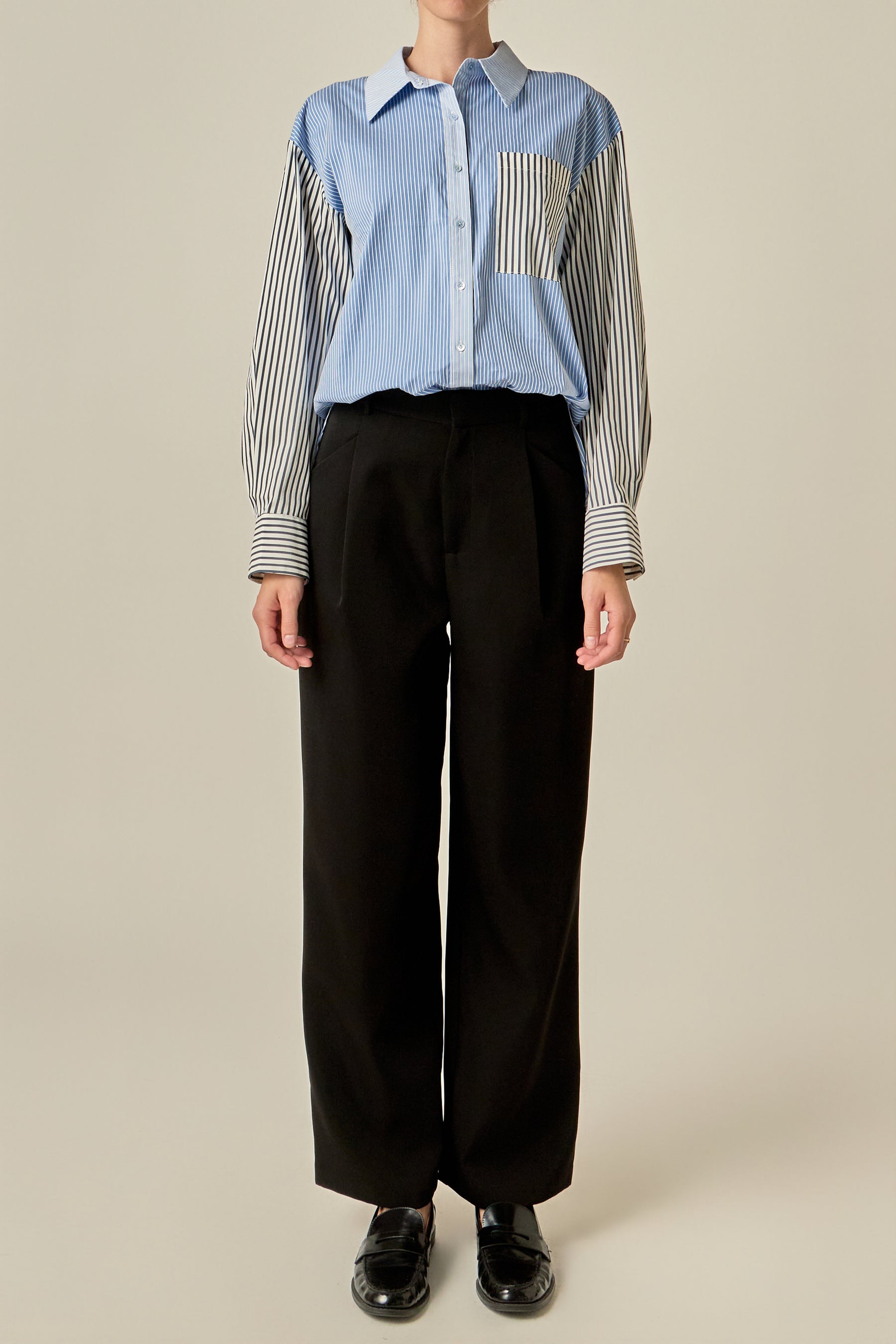 Mixed Stripe Button-Up Shirt