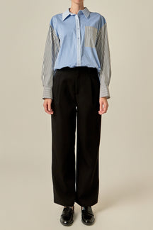 Mixed Stripe Button-Up Shirt