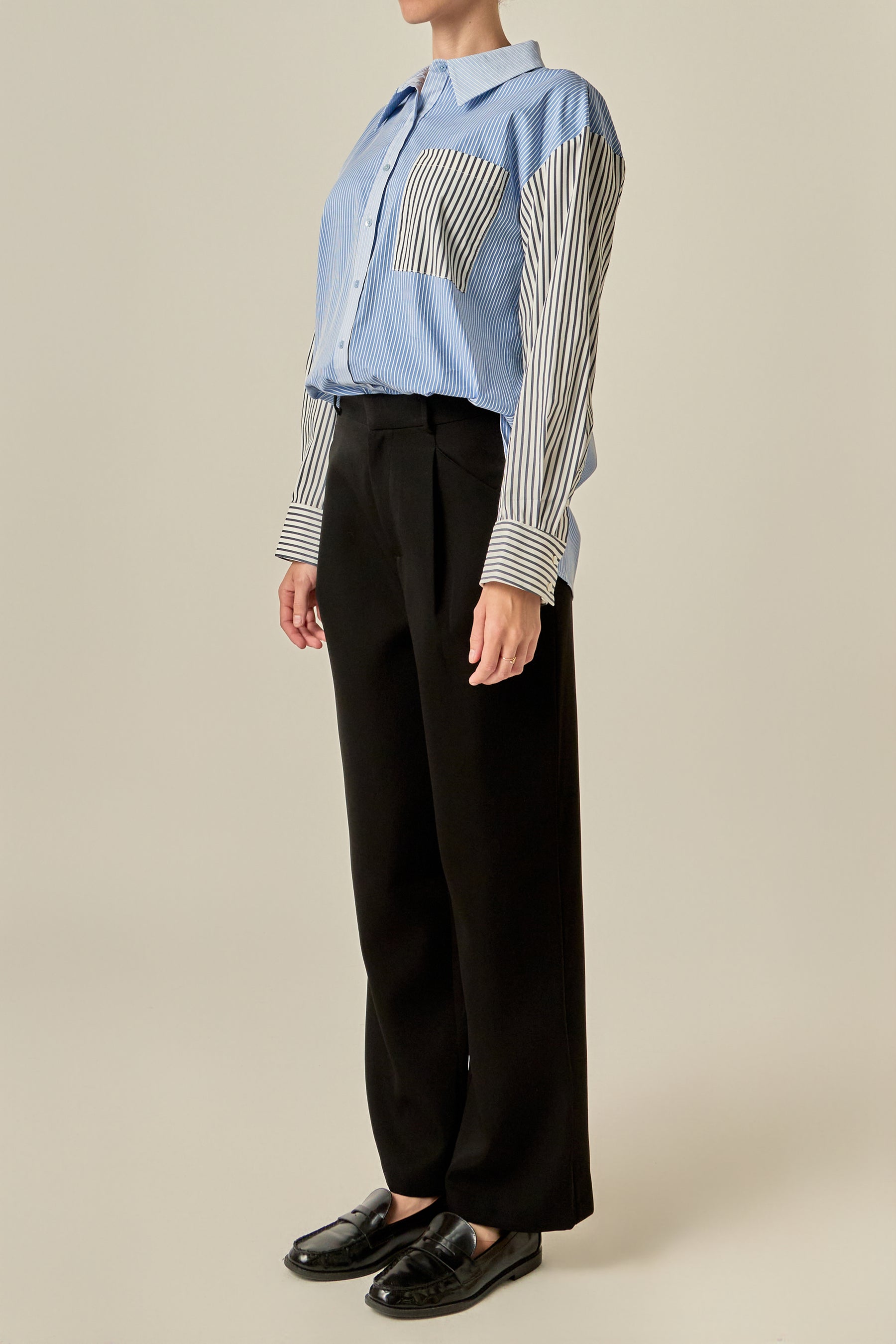Mixed Stripe Button-Up Shirt