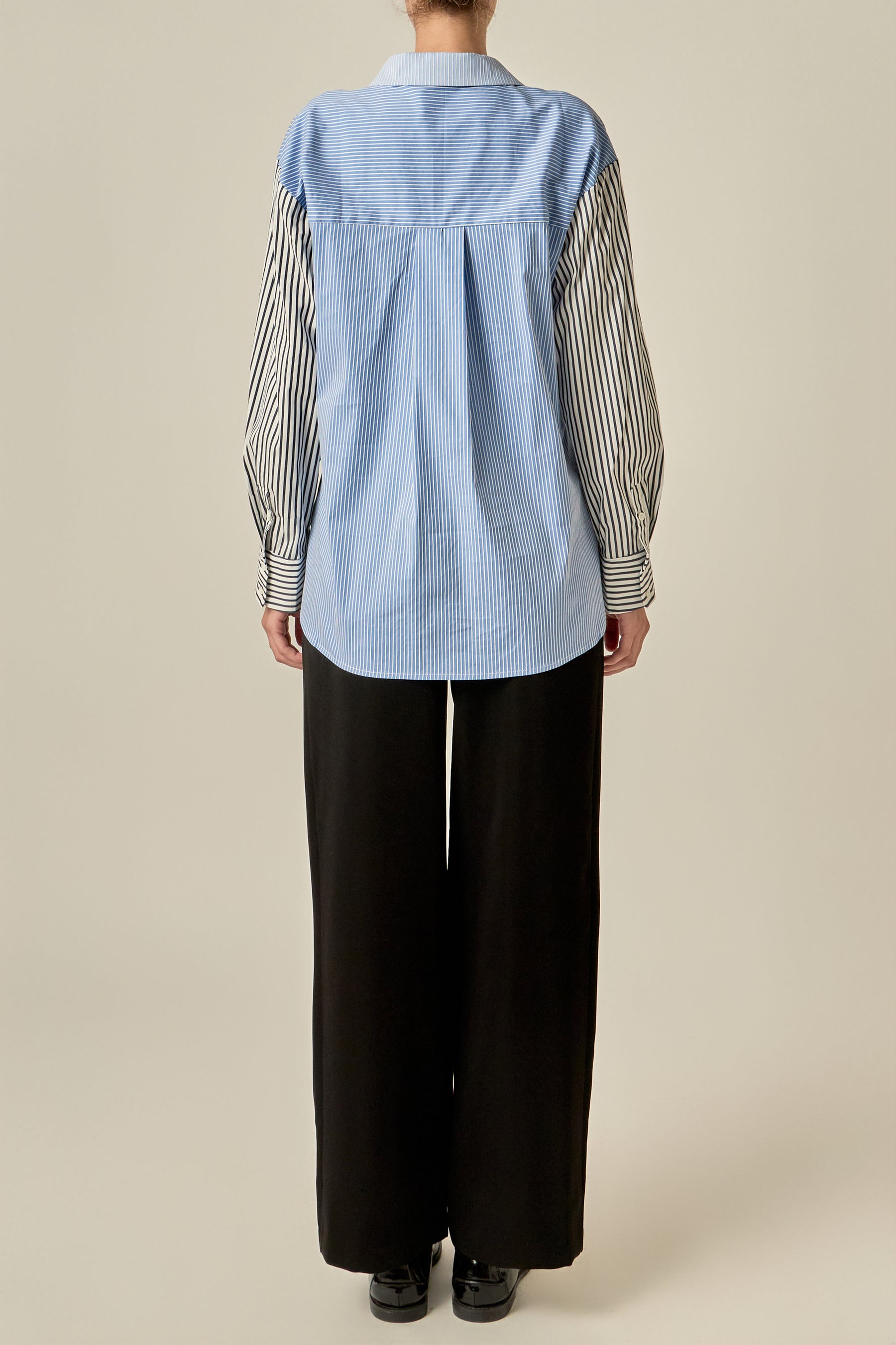 Mixed Stripe Button-Up Shirt