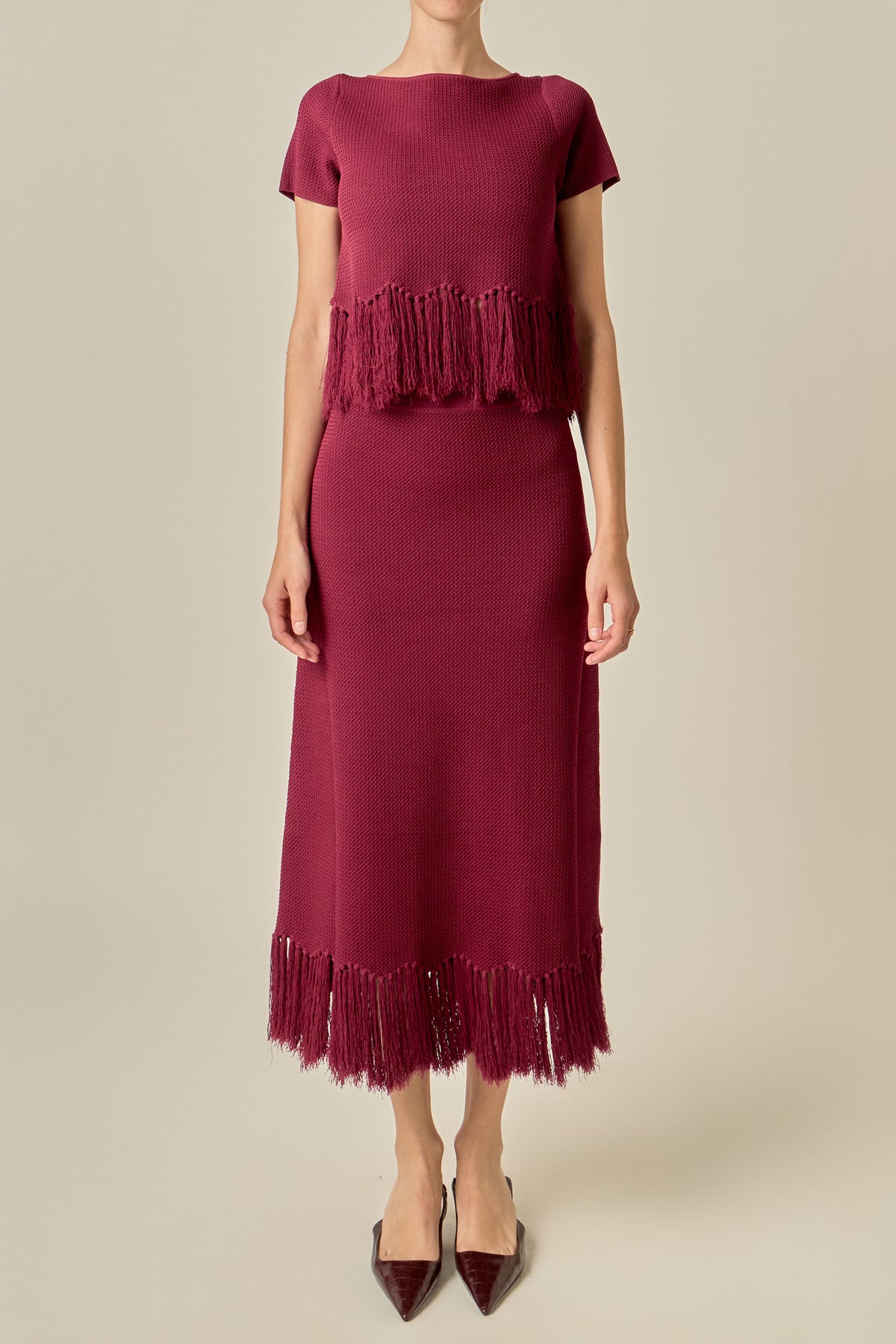 Fringe Hem Knit Top