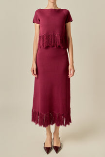 Fringe Hem Knit Top