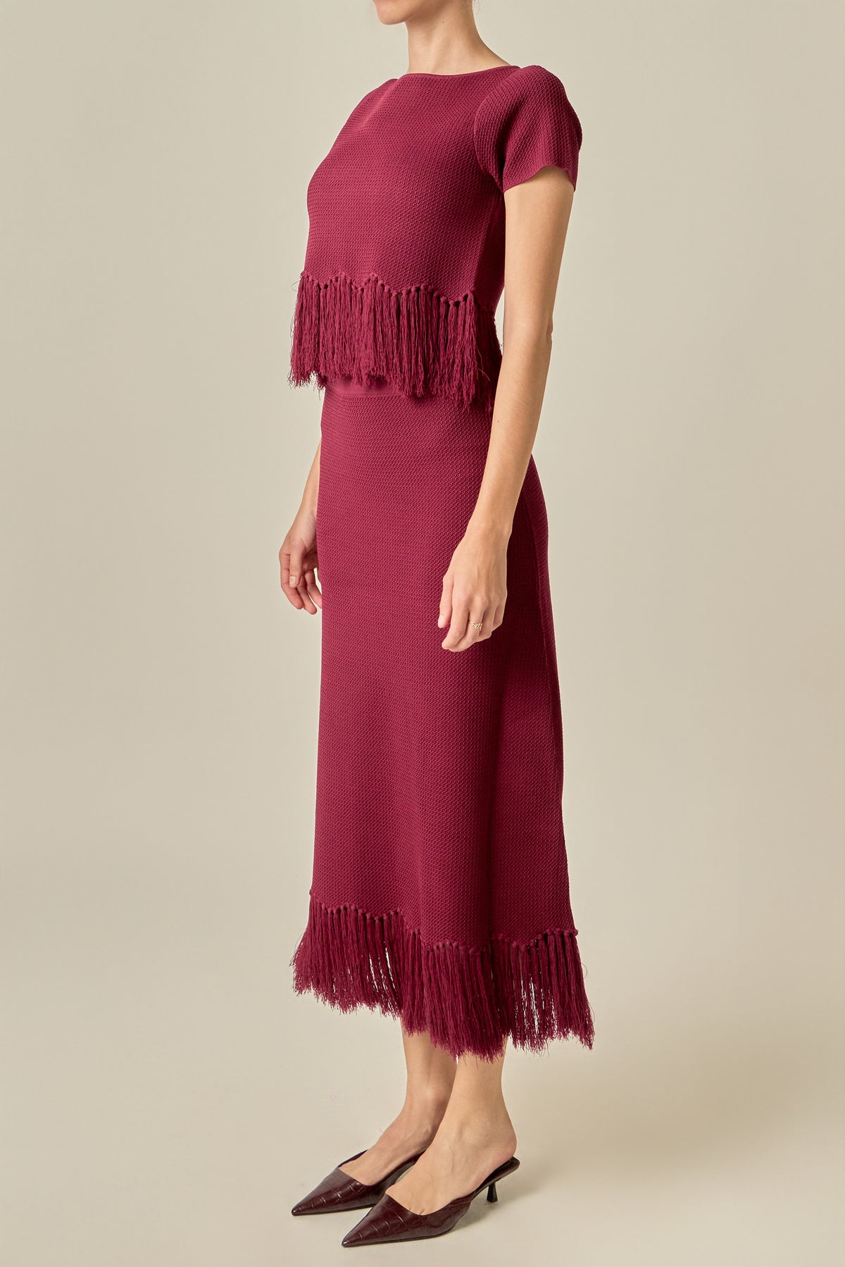 Fringe Hem Knit Top