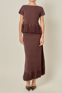 Fringe Hem Knit Top