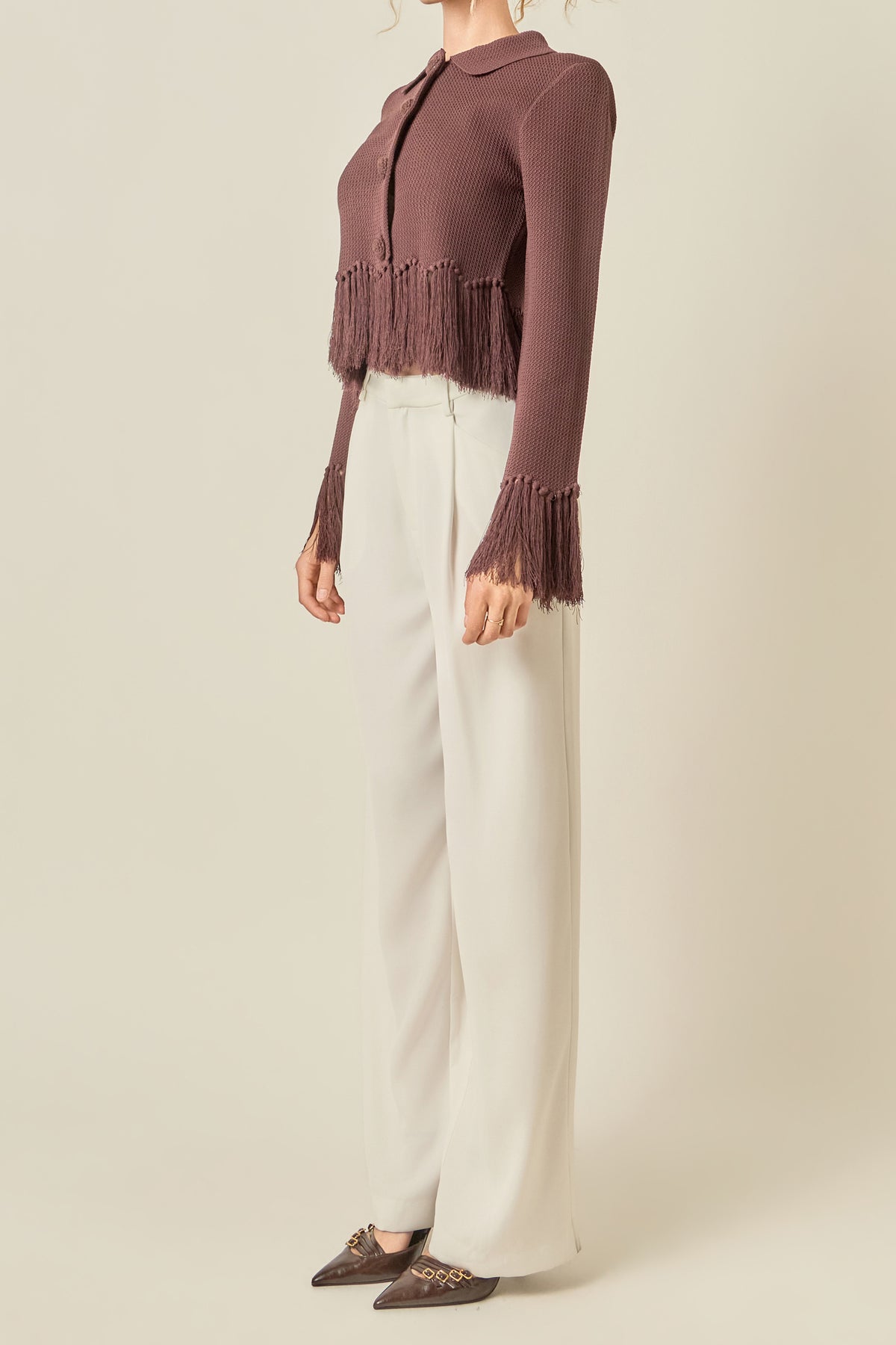Fringe Trim Knit Cardigan