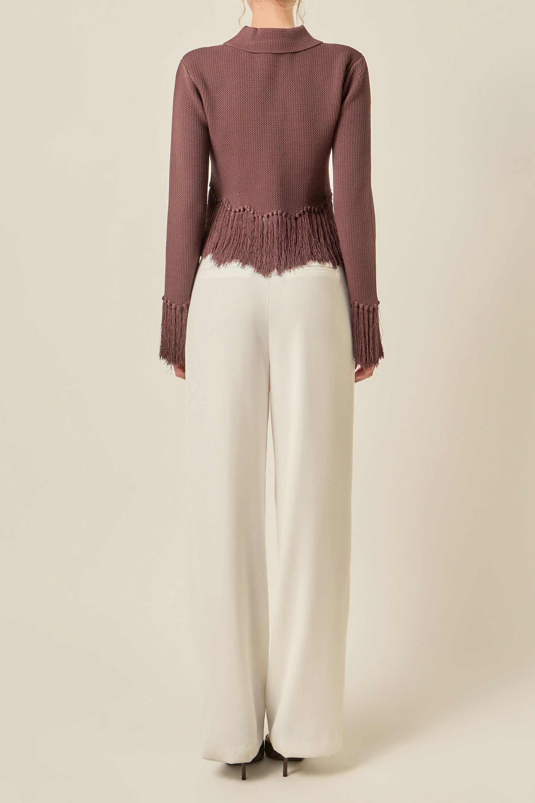 Fringe Trim Knit Cardigan