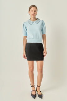 Rhinestone Puff Knit
