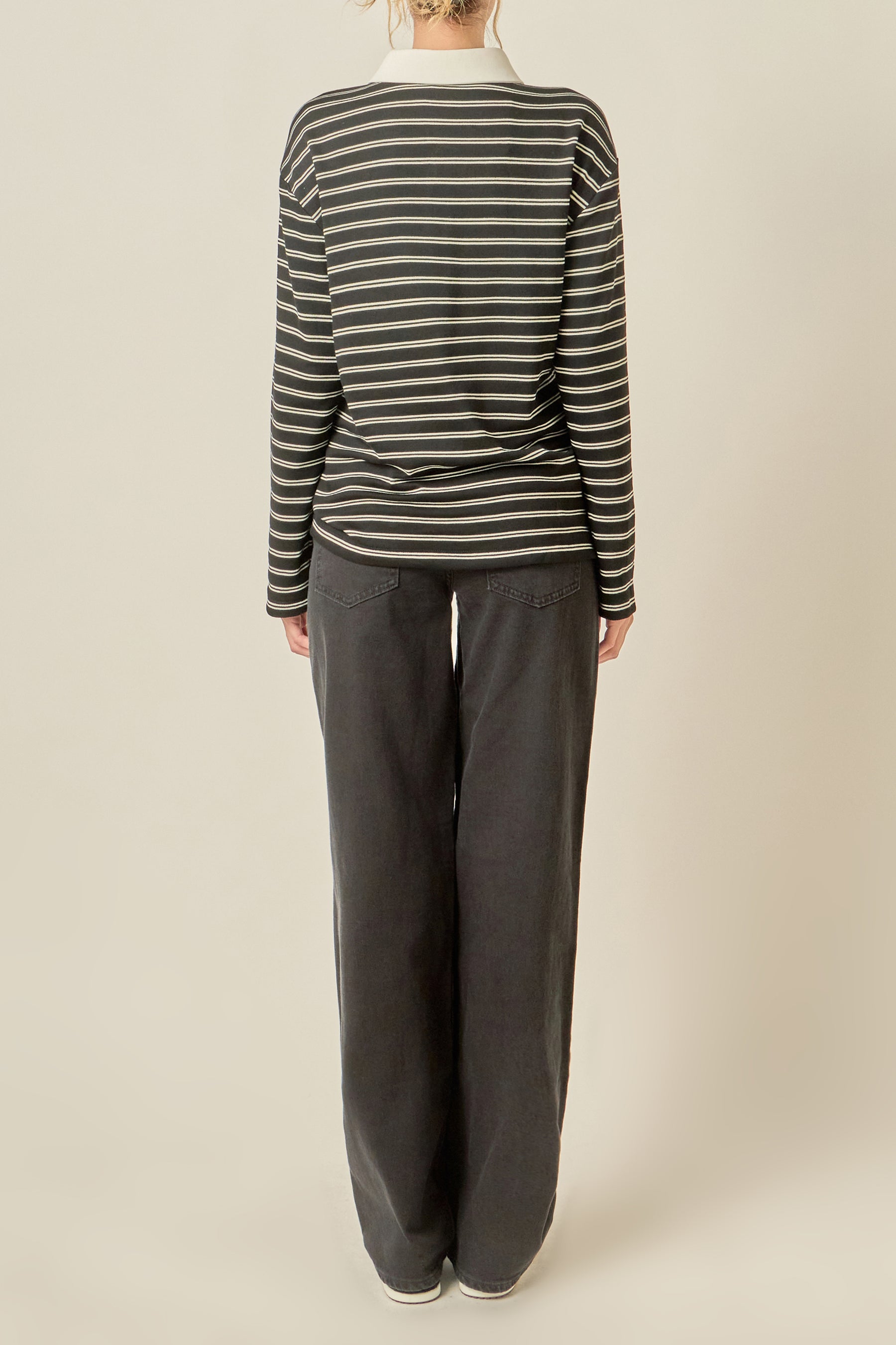 Striped Polo Knit Top