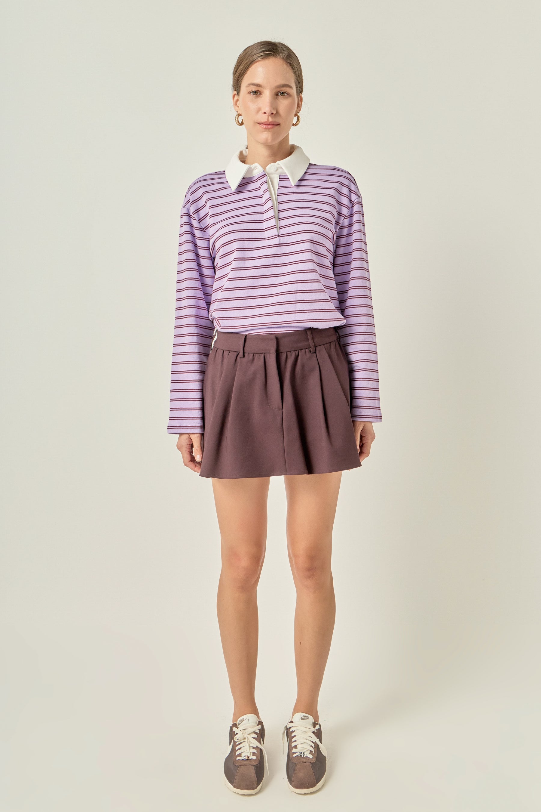 Striped Polo Knit Top
