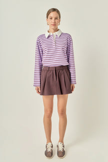 Striped Polo Knit Top