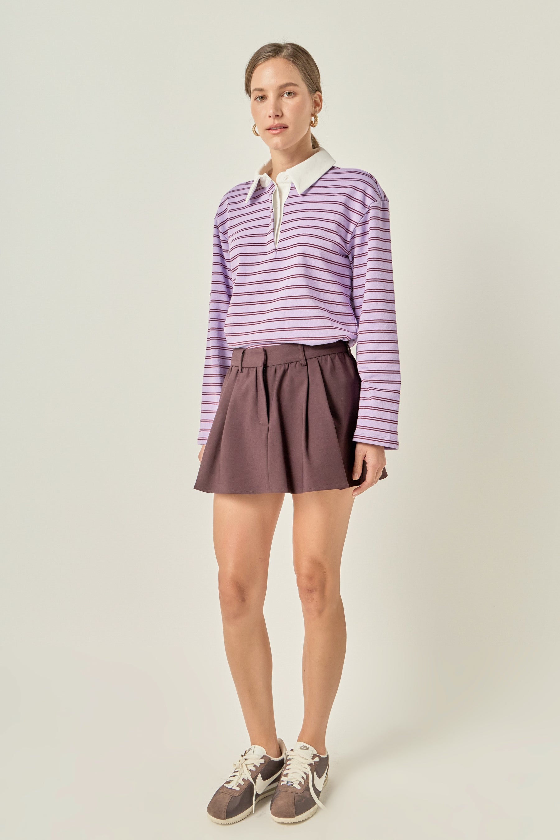 Striped Polo Knit Top