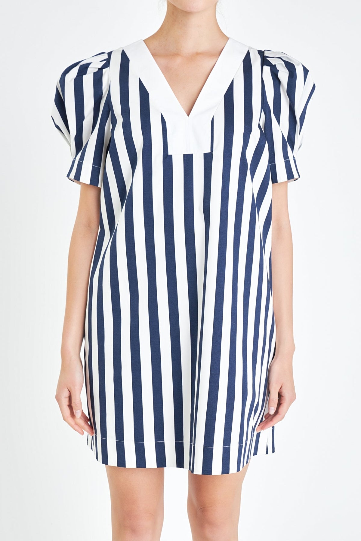 ENGLISH FACTORY - V-neck Puffy Sleeves Dress - DRESSES available at Objectrare