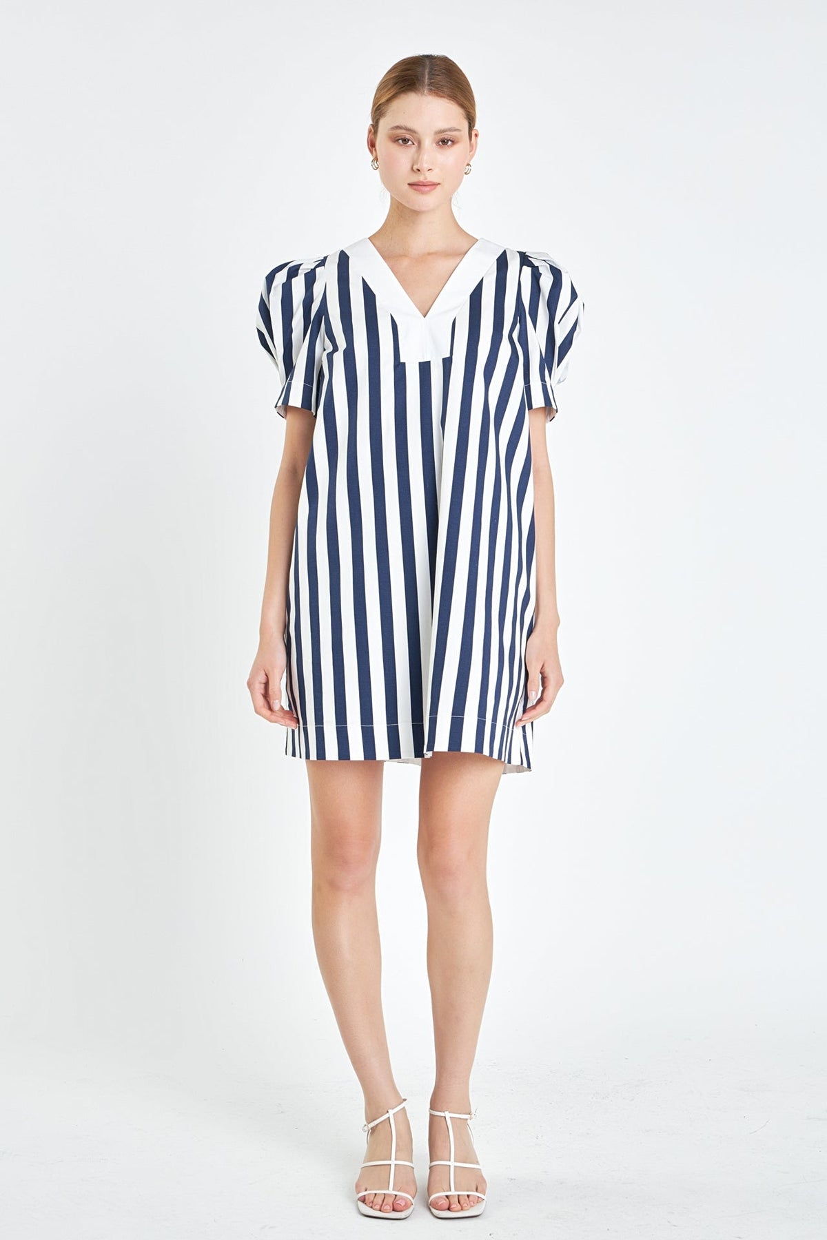 ENGLISH FACTORY - V-neck Puffy Sleeves Dress - DRESSES available at Objectrare