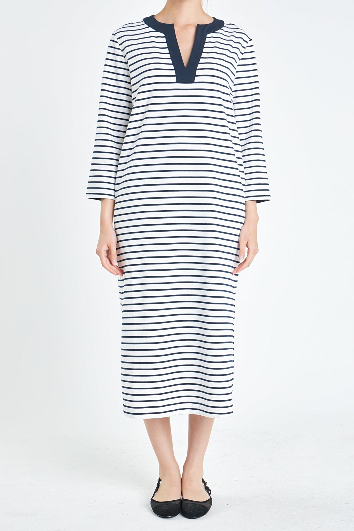 ENGLISH FACTORY - Stripe Jersey Midi Dress - DRESSES available at Objectrare