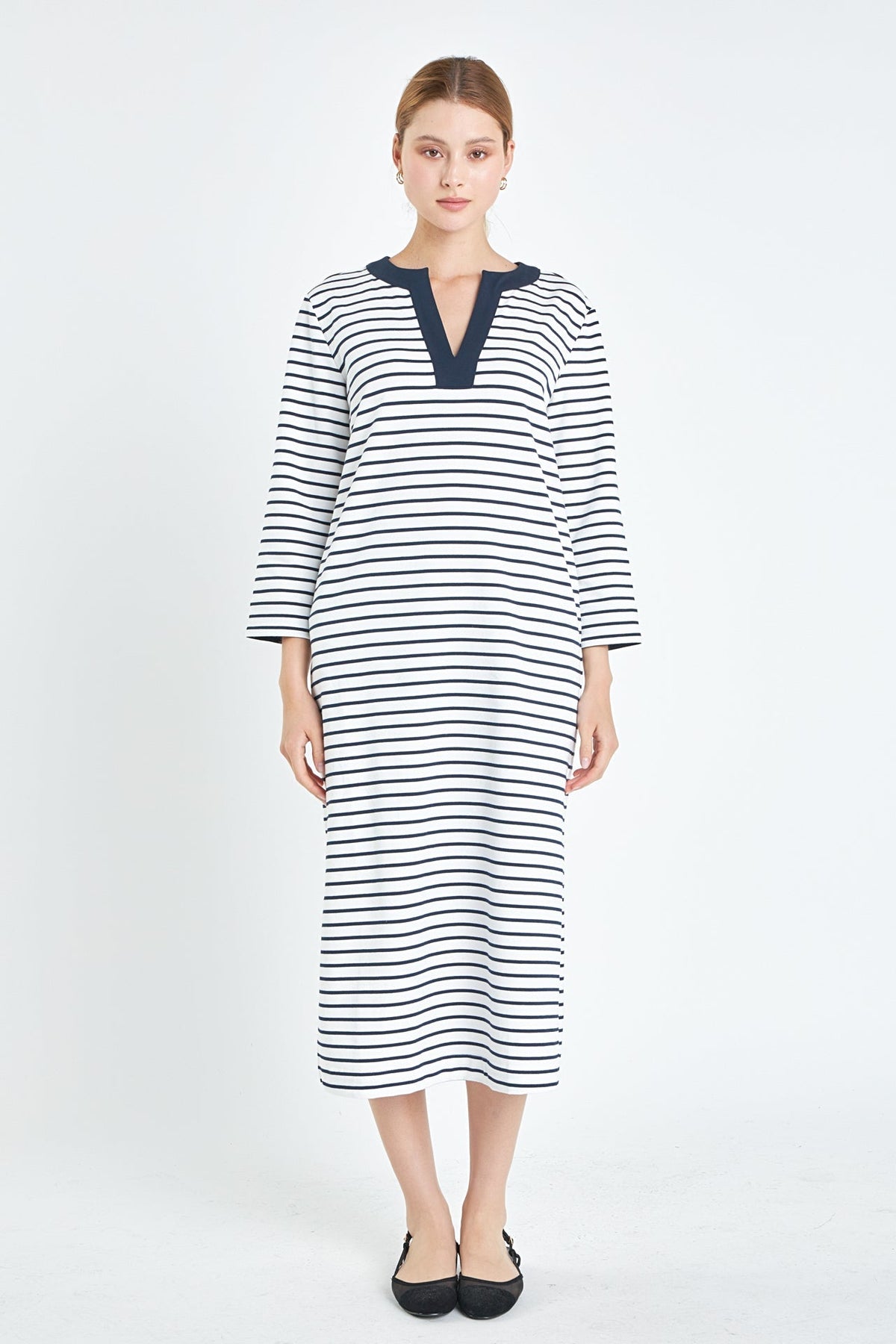 ENGLISH FACTORY - Stripe Jersey Midi Dress - DRESSES available at Objectrare