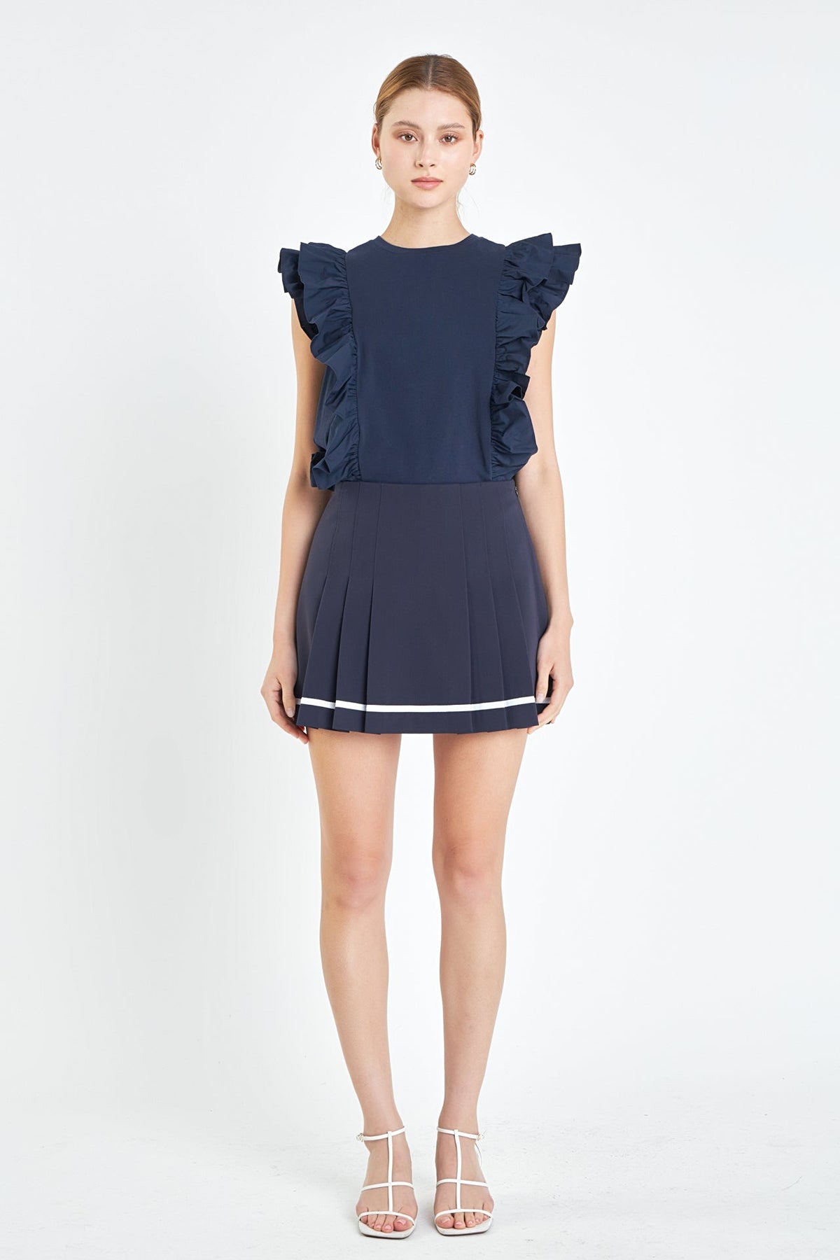 ENGLISH FACTORY - Poplin Ruffle Detail Sleeveless Top - TOPS available at Objectrare