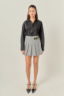 Buckle Detail Gingham Skort