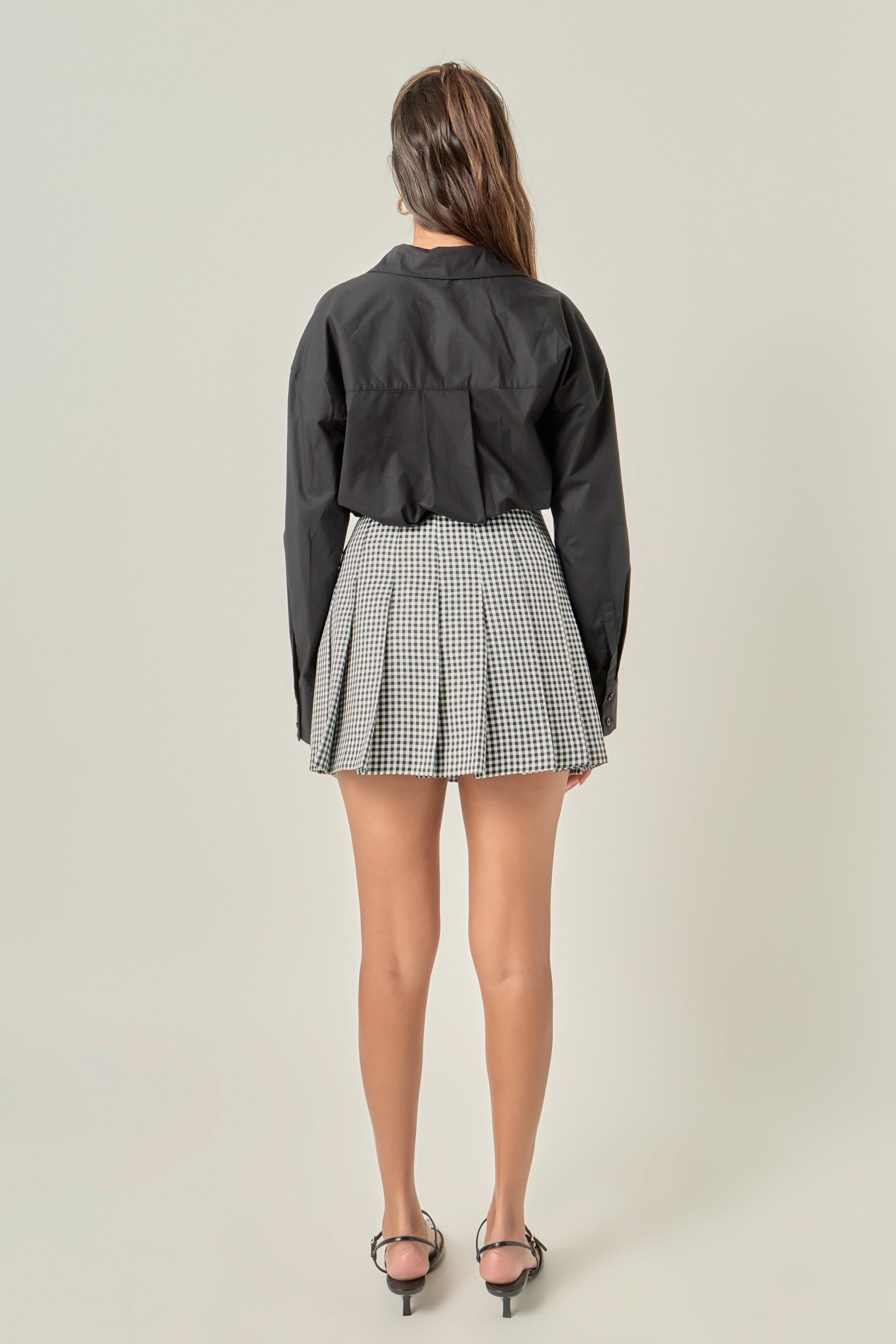 Buckle Detail Gingham Skort