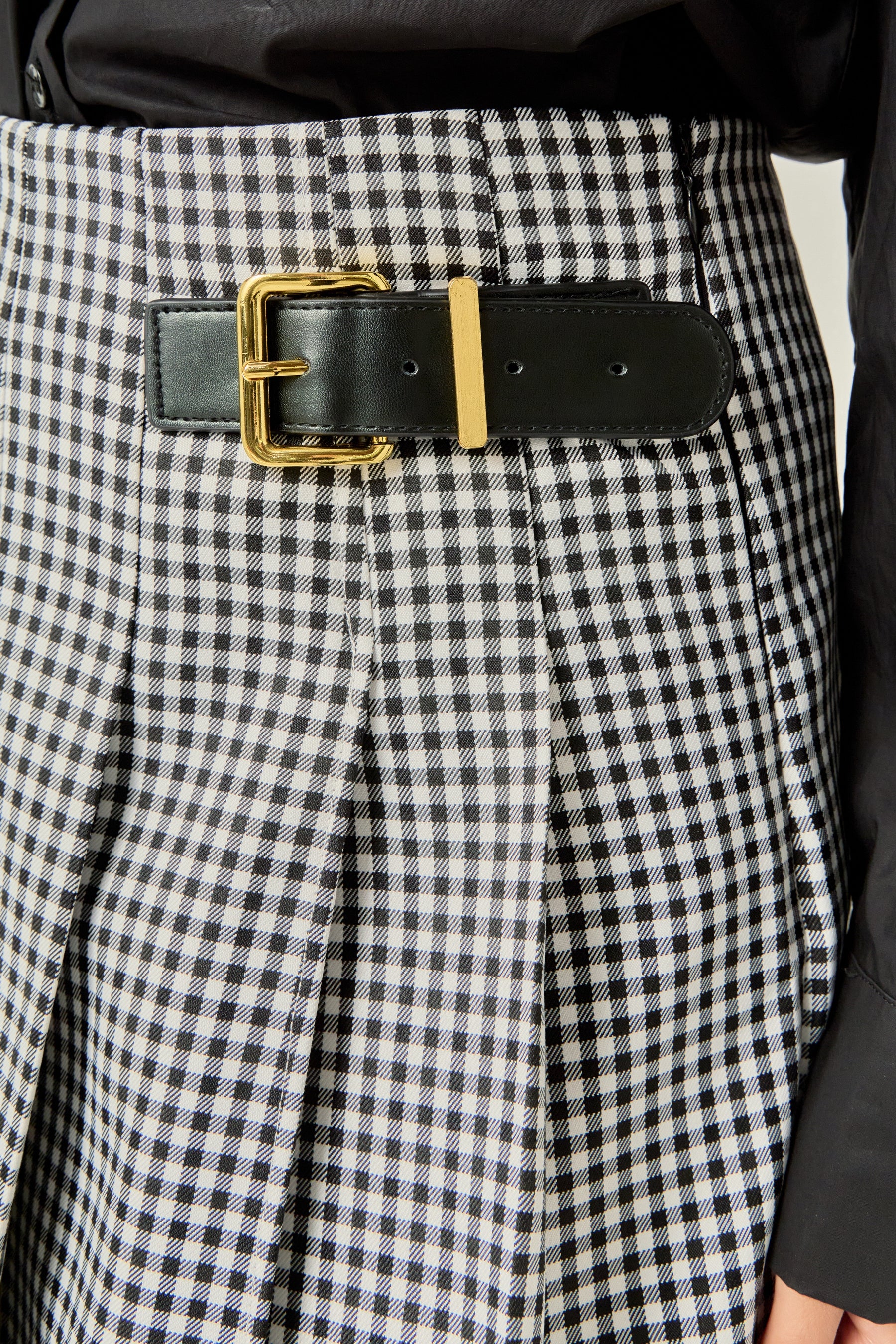 Buckle Detail Gingham Skort
