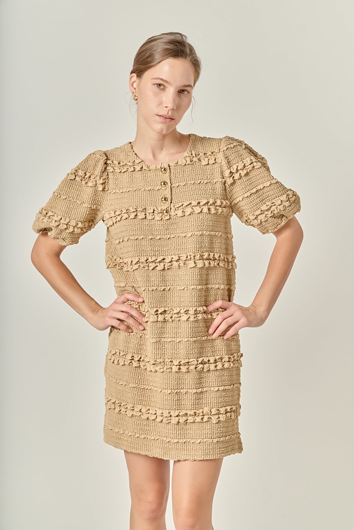 Textured Smocked Mini Dress