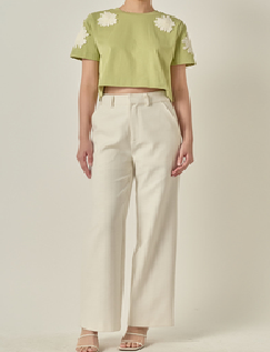 Cropped T-Shirt With Flower Details
