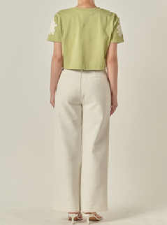 Cropped T-Shirt With Flower Details