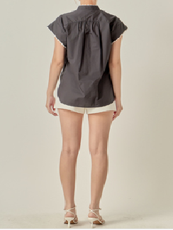 Contrast Scallop Trim Ric Rac Short Sleeve