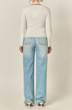 Halter Overlay Long Sleeve Top