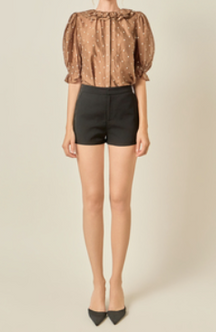 Ruffle Collar Swiss Dot Blouse