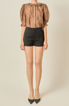 Ruffle Collar Swiss Dot Blouse