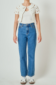 Crochet Knit Crop Cardigan