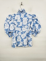 Ruffled Neckline Top with Smocking Detail