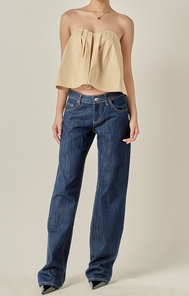 Strapless Pintuck Detail Top