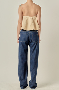Strapless Pintuck Detail Top