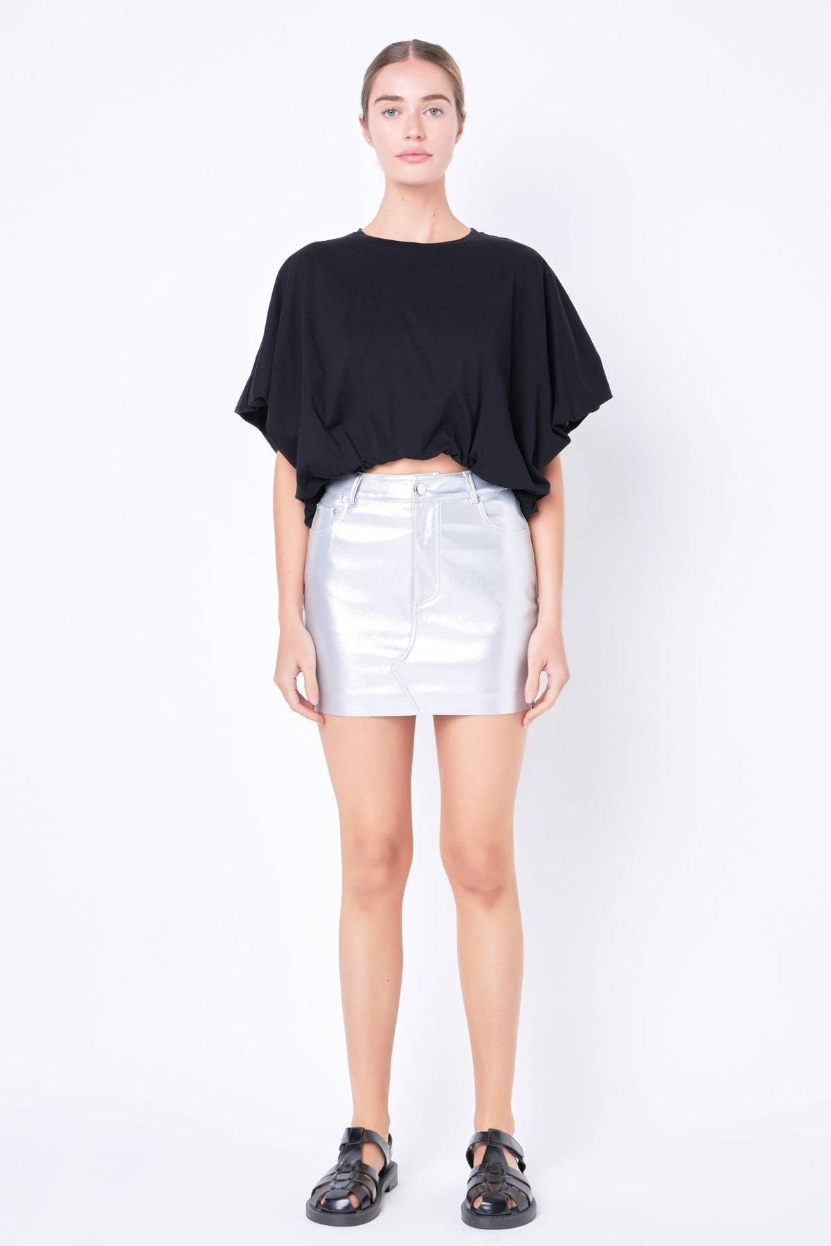 GREY LAB - High-Low Cropped T-Shirt - T-SHIRTS available at Objectrare