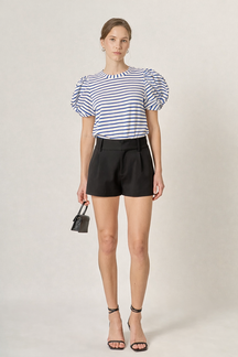 Puff Sleeve Knit Cotton Top