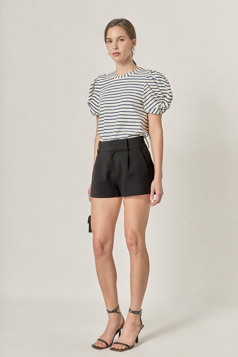Puff Sleeve Knit Cotton Top