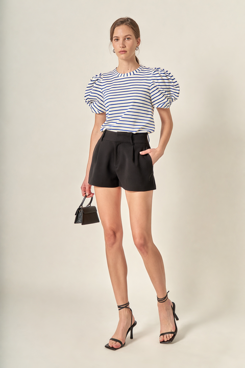Puff Sleeve Knit Cotton Top