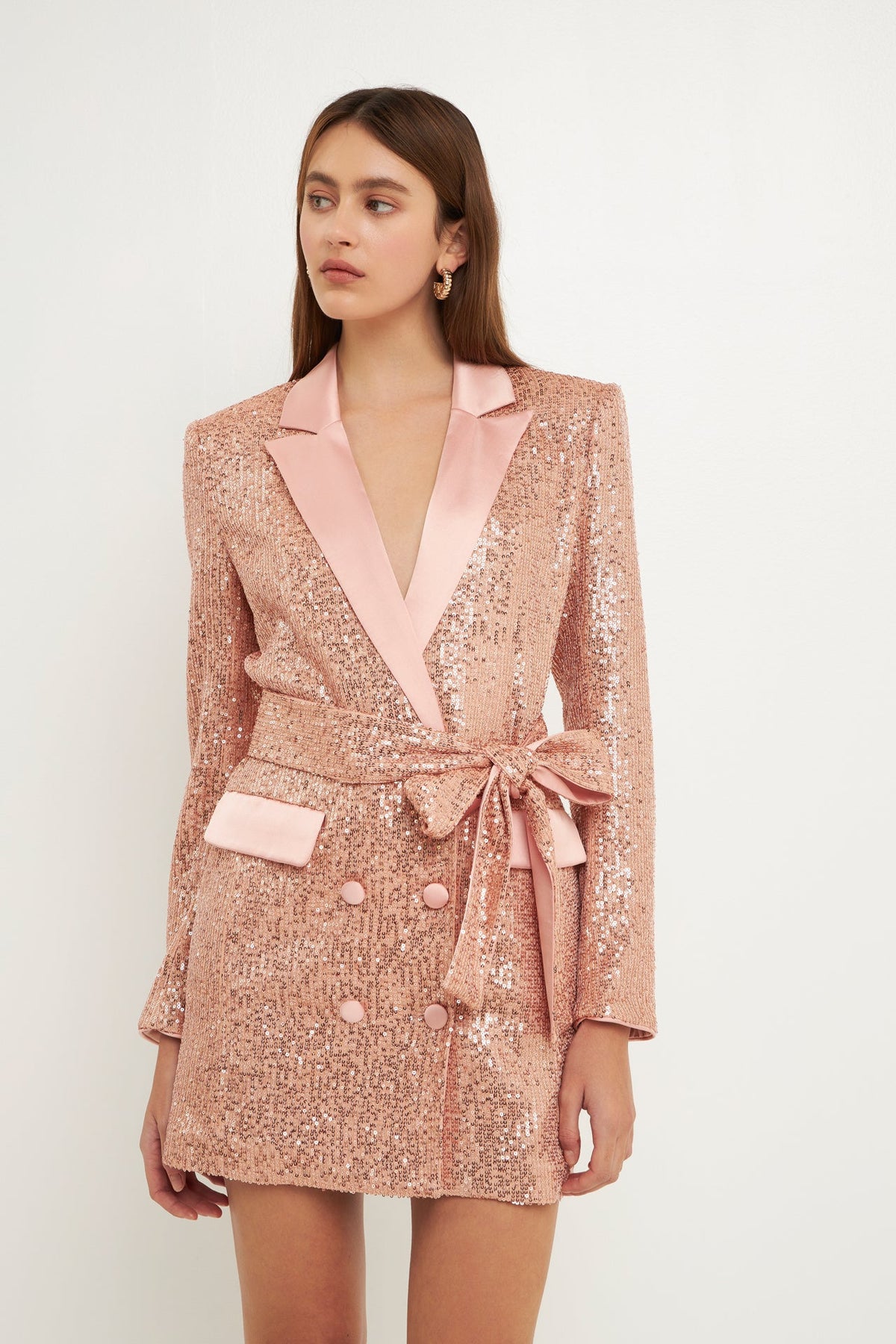 ENDLESS ROSE - Sequins Belted Blazer - BLAZERS available at Objectrare