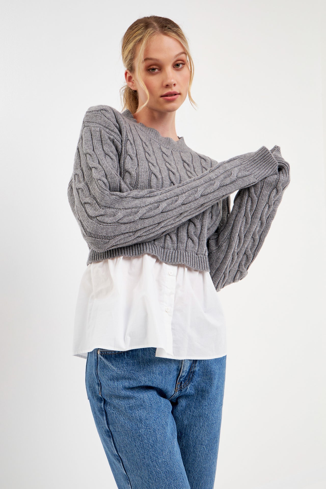 ENGLISH FACTORY - Mixed Media Sweater - SWEATERS & KNITS available at Objectrare