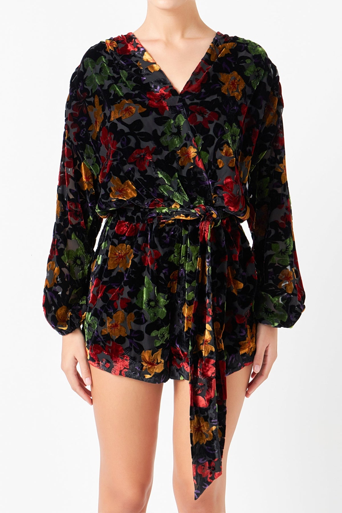 ENDLESS ROSE - Burnout Velvet Romper - ROMPERS available at Objectrare