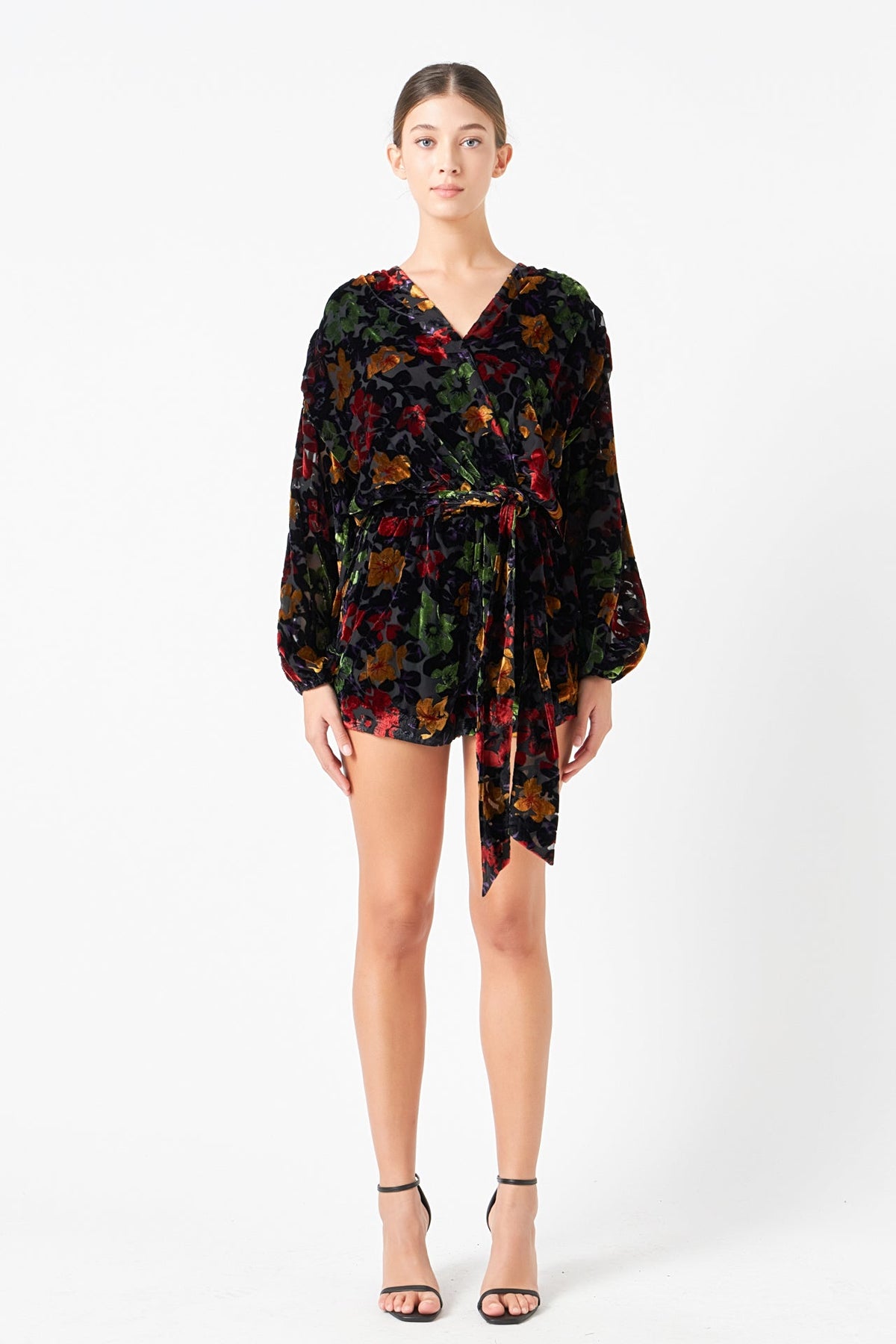 ENDLESS ROSE - Burnout Velvet Romper - ROMPERS available at Objectrare