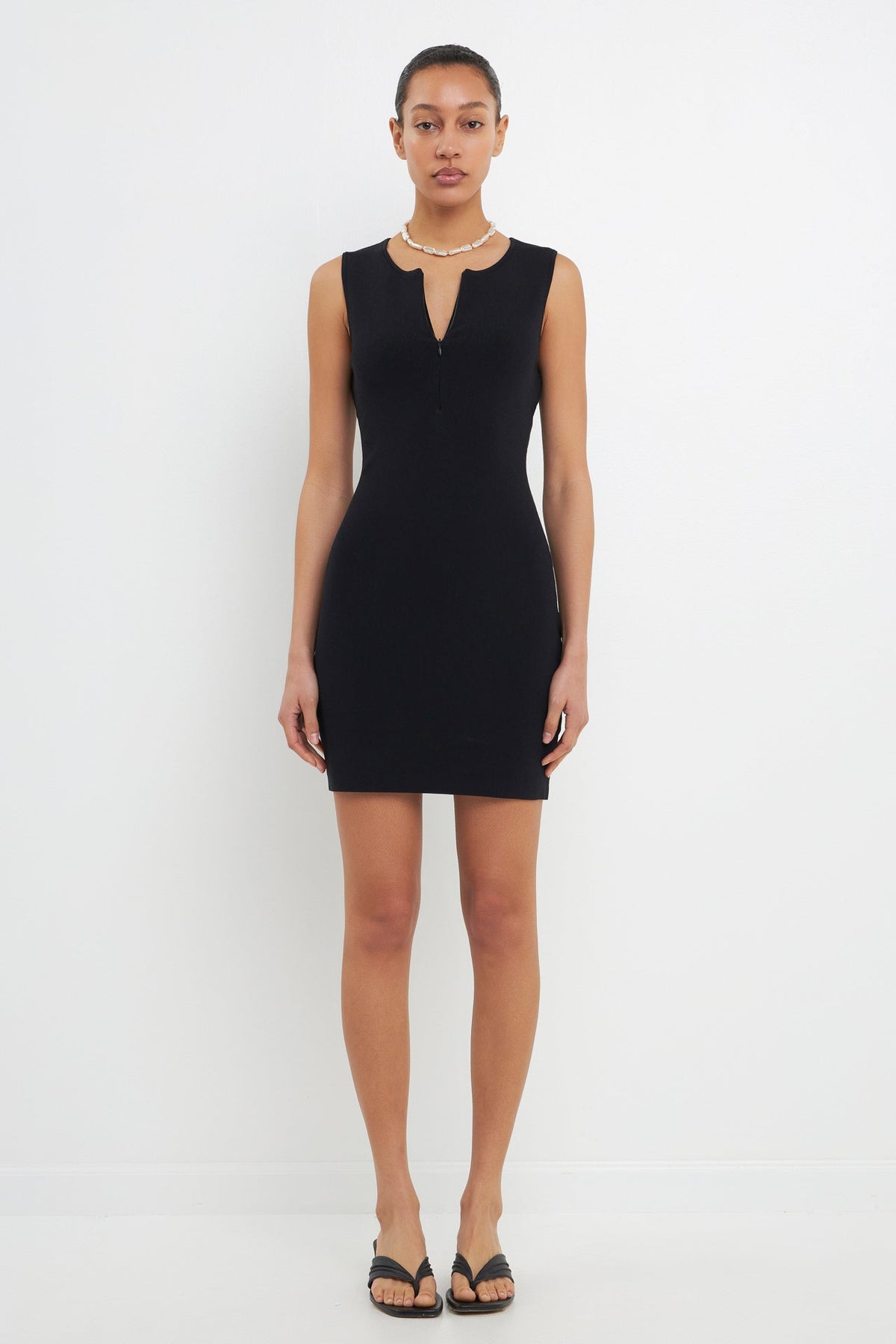 GREY LAB - Front Zip Sleeveless Knit Mini Dress - DRESSES available at Objectrare