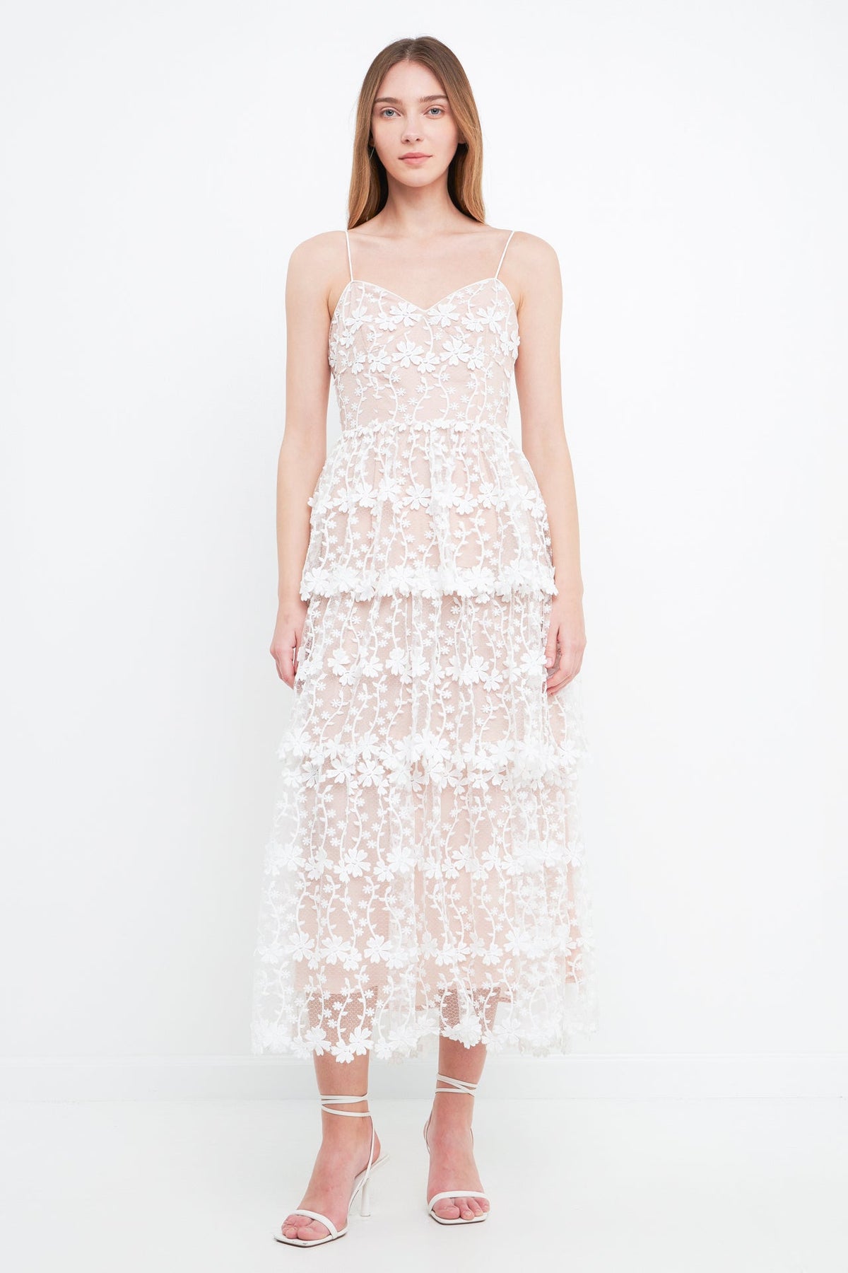 ENDLESS ROSE - Crochet Layered Midi Dress - DRESSES available at Objectrare
