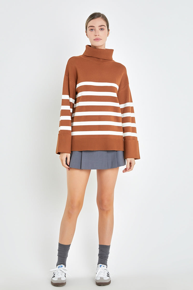 ENGLISH FACTORY - Turtle Neck Stripe Sweater - SWEATERS & KNITS available at Objectrare